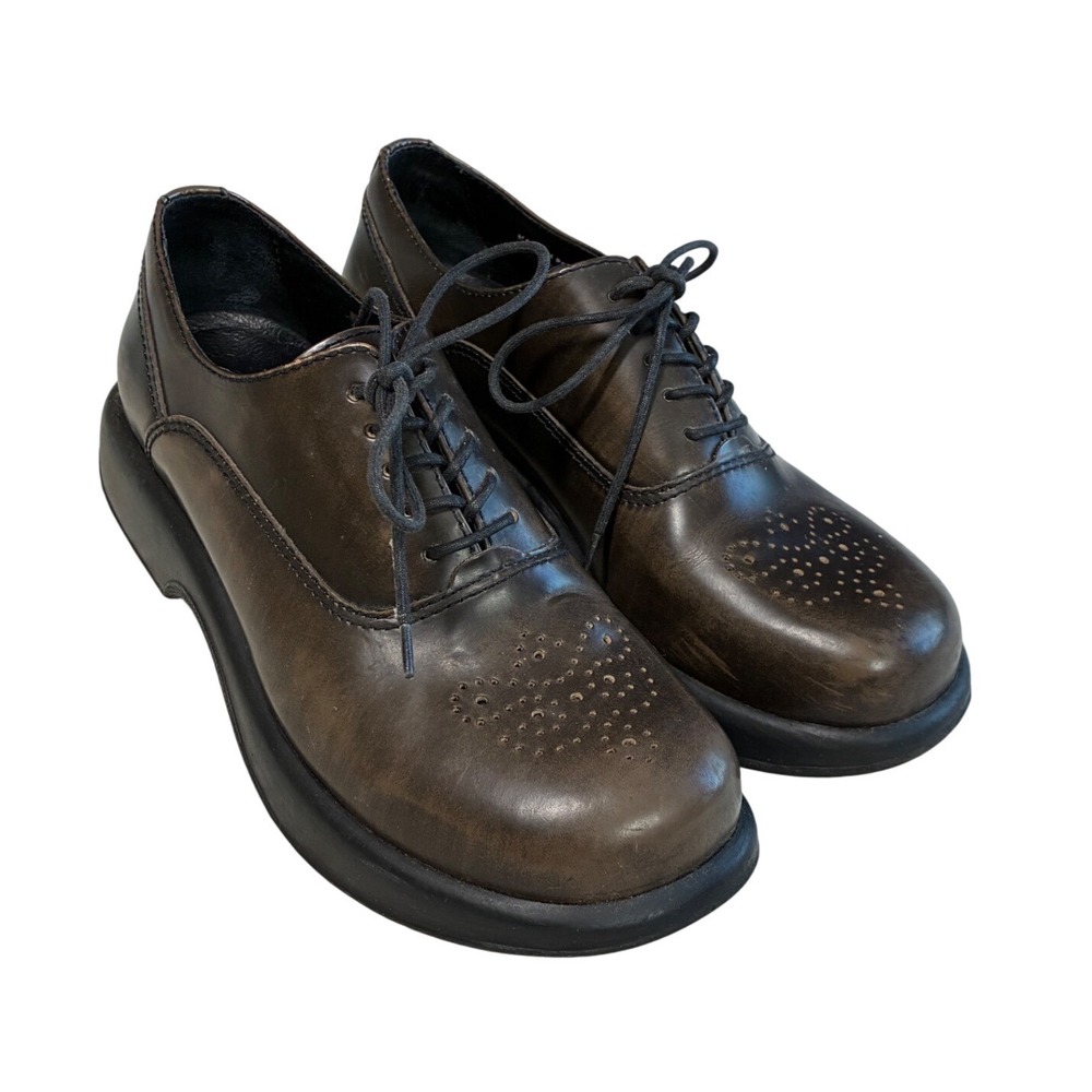 Dansko Brown Leather Heart Brogue Oxford Platform Clogs EU 40 Made in Portugal